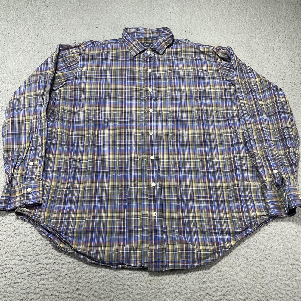 Polo‎ Ralph Lauren Shirt Mens 2XB Big Multicolor Plaid Button Down Long Sleeve